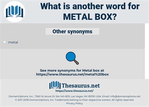 metal box synonyms|METAL BOX in Thesaurus: 93 Synonyms & Antonyms for METAL .